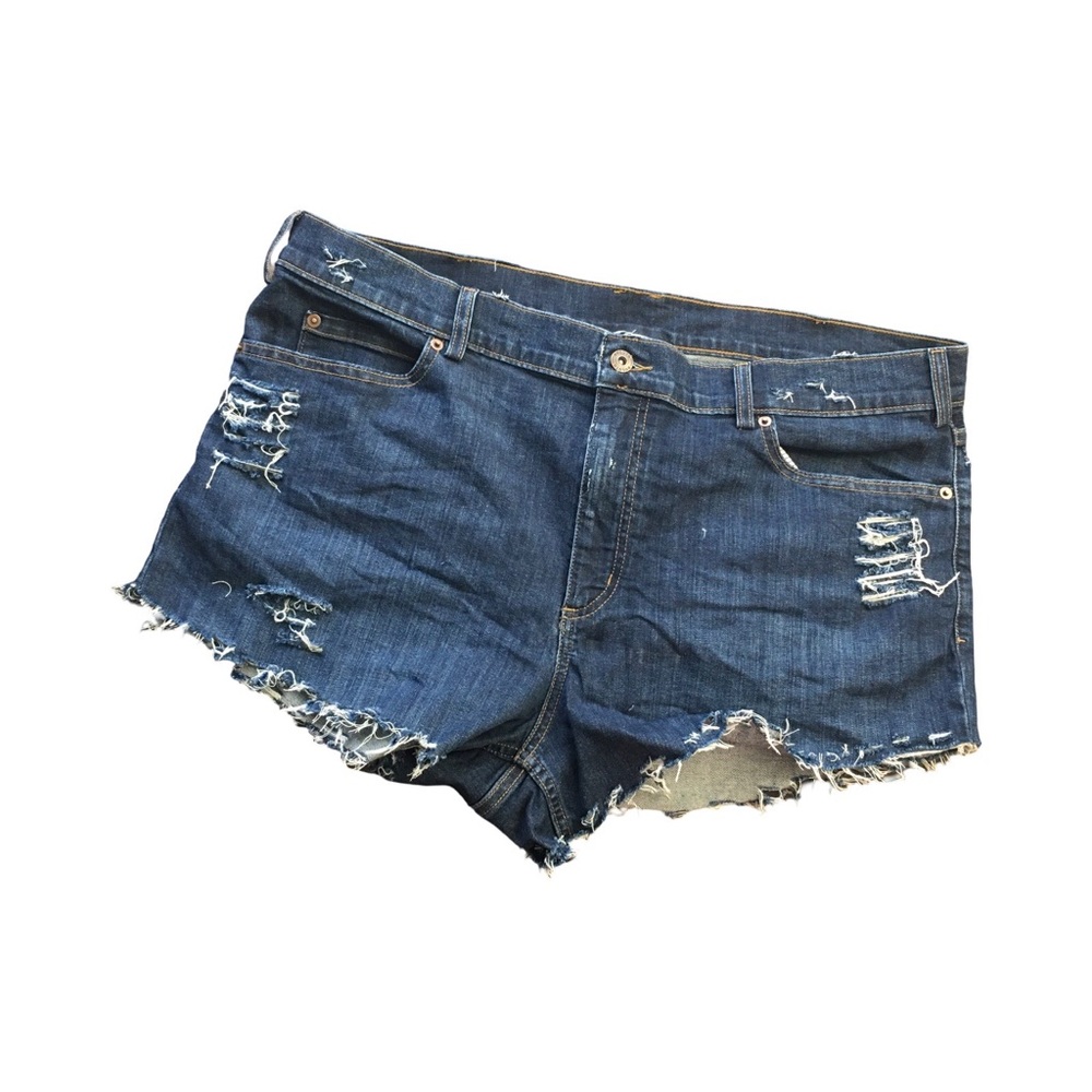 Duluth Trading Co Blue Jean Shorts Distressed Style